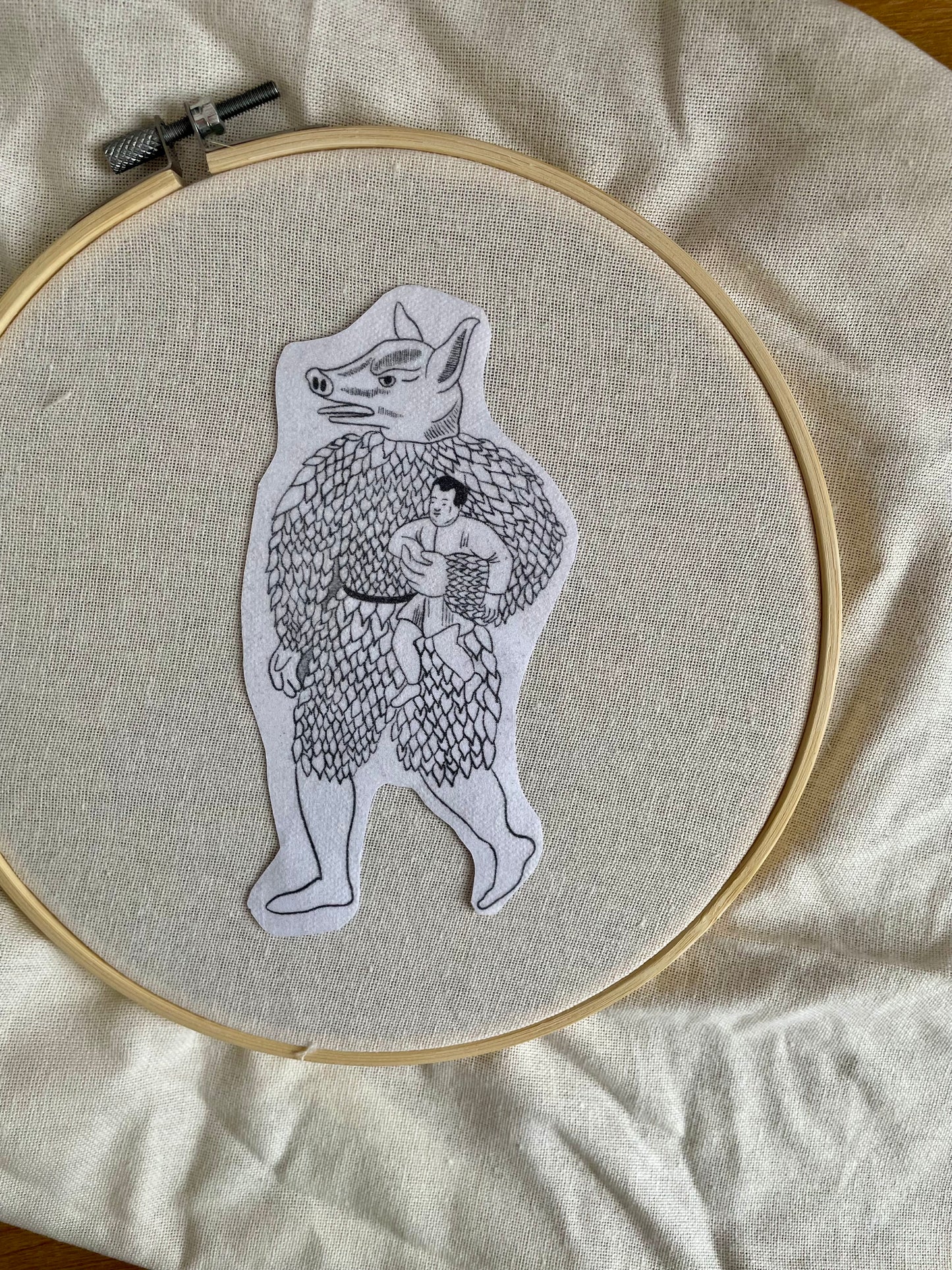 Medieval story book character stick and stitch