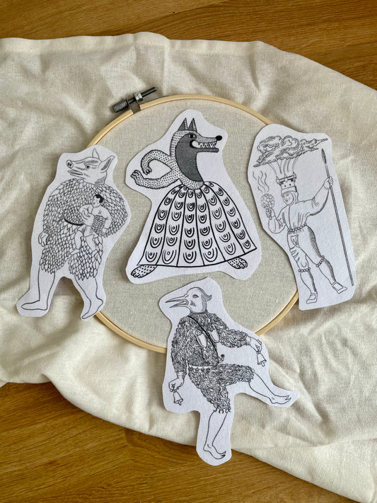 Medieval story book character stick and stitch