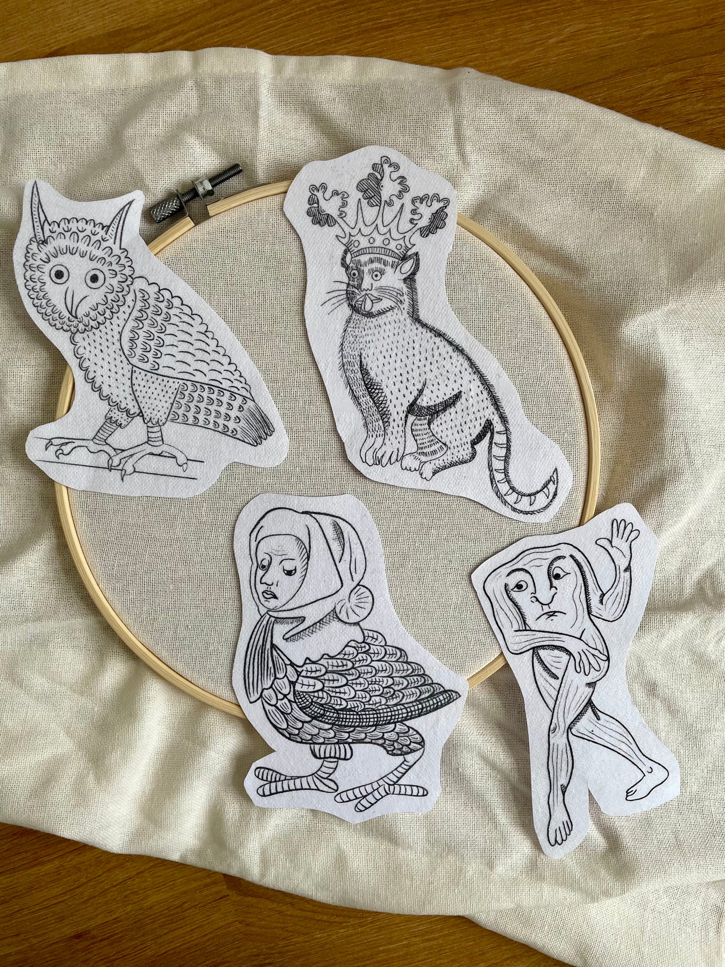 Medieval beasts stick and stitch